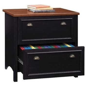 Bowery Hill 2 Drawer File Cabinet in Antique Black and Cherry