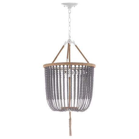 Safavieh Angie 3-Light 18" Beaded Pendant, Gray