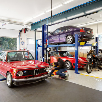 A Mechanic's Garage with Pool House above
