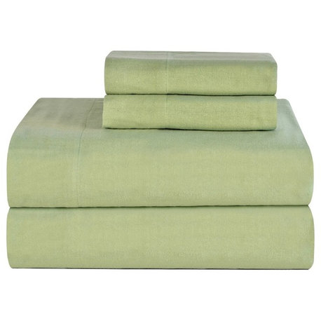 Pointehaven 170 Flannel Sheet Set, Sage, Queen