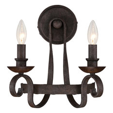 Noble 2 Light Wall Sconce in Rustic Black