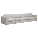 Meridian Furniture - Beckham Linen Textured Fabric Upholstered 4-Piece Modular Sofa, Beige - Liven up your living space with this Beckham beige durable linen polyester fabric sofa. Its beige color complements any contemporary home decor, while its durable linen and polyester fabric upholstery provides you with a soft and comfortable place to sit. This sofa is modular, so you can create infinite configurations, which are easily attached using the attachment latch underneath. Its linen, wood, and foam construction guarantees stability for years to come.