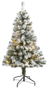 4' Flocked West Virginia Fir Artificial Christmas Tree / 100 Clear LED Lights