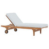 Saratoga Outdoor Patio Teak Chaise Lounge, Natural White