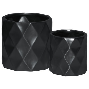 Urban Trends Ceramic Pot 2-Piece Set, Black