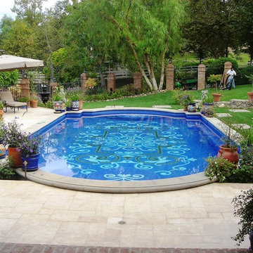 Filled, with the floor design reading through the water — Coto de Caza