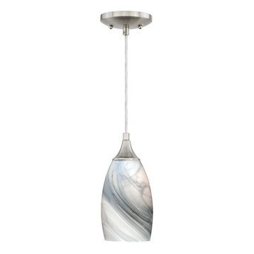 Milano Mini Pendant, Satin Nickel, Marble Swirl Glass