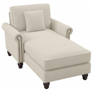 Coventry Chaise with Arms in Cream Herringbone Fabric