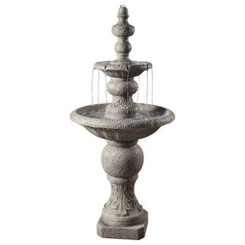 Outdoor 2-Tier Icy Stone Waterfall Fountain