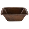 Rectangle Copper Bar Sink With  2" Drain Size, 3.5"