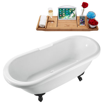67" Streamline N1123BL-WH Clawfoot Tub and Tray With Internal Drain