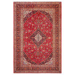 Bareens Designer Rugs - Vintage Antique Persian Kashan Thomson Wool Rug - Create a new dimension of style in your space with this breath-taking antique hand knotted Persian rug. Made in Iran, this gorgeous hand-knotted rug features all vegetable dyes and 100% wool, adding luxurious texture and appearance. This gorgeous antique rug features an intricate design with a unique detailed border. Featuring an awe-inspiring color pallet and an intricate design handmade by skilled artisans is a great addition to any decor. Bring luxury and extravagance to your living space with this luxurious rug.
