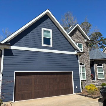 Dark Blue-Gray James Hardie Siding Transformation—Lakefront Home, Fair Play, SC