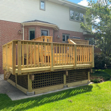 Pressure Treated Deck with Square Lattice Skirting in Woodridge, IL