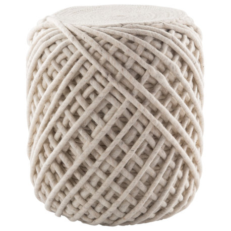 Jaipur Living Guna Textured Cylinder Pouf, White