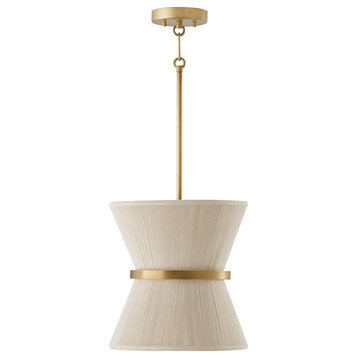 Capital Lighting Cecilia 1 Light Pendant, Natural Rope/Patinaed Brass