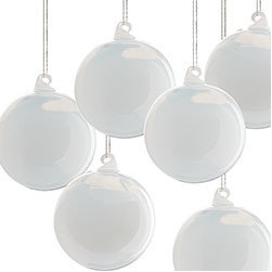 Milk Glass Globes - Small White - Set of 6 - New - Christmas Ornaments