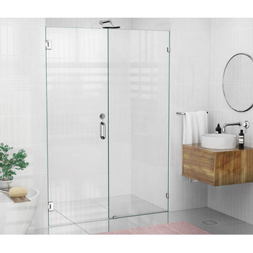 78"x59.5" Frameless Hinged Shower Door, Wall Hinge Door Style, Chrome