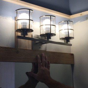 Coastal Farmhouse. I think I officially live for re-doing 80's master bathrooms.
