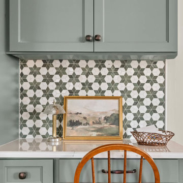 Refreshing Green Kitchen: Calacatta Green & Stars Marble Mosaic