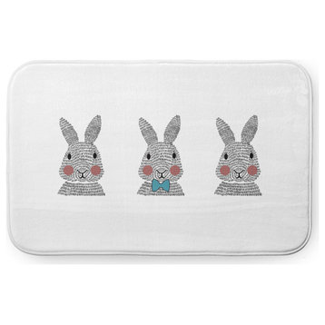 34" x 21" Bunny Triplets Bathmat, Explorer Blue