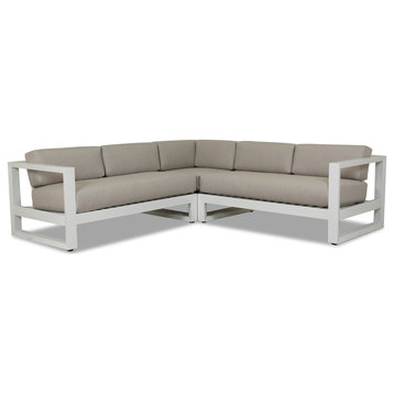 Newport Sectional With Cushions, Cast Silver