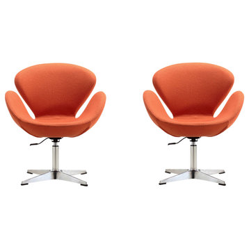 Manhattan Comfort Raspberry Wool Blend Adjustable Swivel Chair, Orange, Set of 2