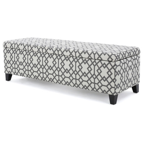 GDF Studio Clor Chic and Modern Storage Ottoman, Gray Geometric