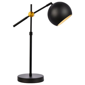 Living District Forrester 1-Light Modern Metal Table Lamp in Black and Brass