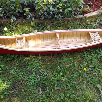 Wooden Display Canoe