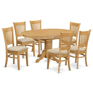 East West Furniture Avon 7-piece Wood Table and Dining Chairs in Oak