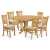 East West Furniture Avon 7-piece Wood Table and Dining Chairs in Oak