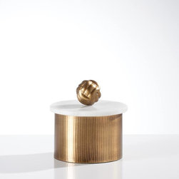 Tomar Antique Brass Ribbed Canister &ndash; Short - Decorative Accents