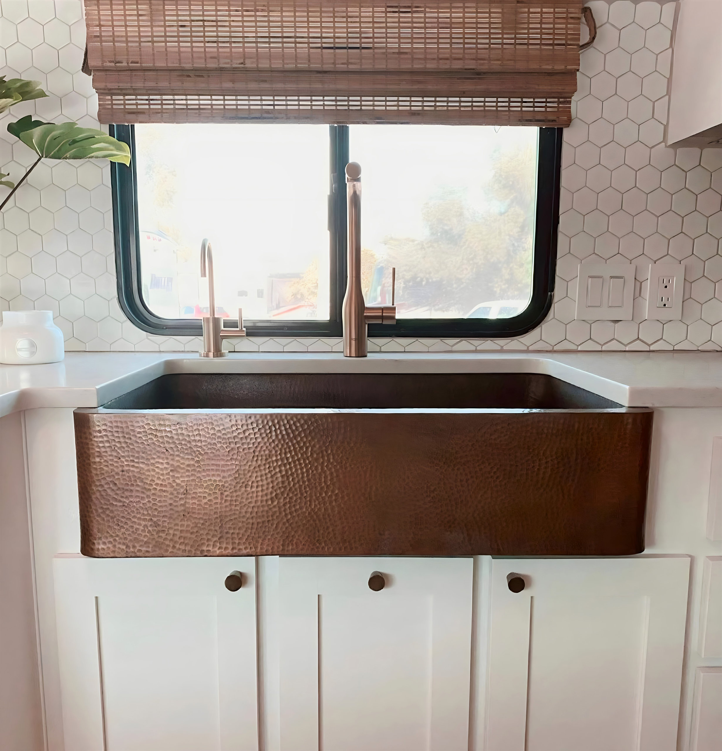 Adams Copper 36" Single Bowl Farmhouse Apron Front Undermount Kitchen Sink