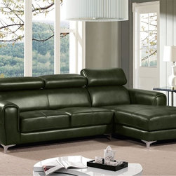 Society Sectional Sofa with Adjustable Headrests | Green - Sectional Sofas