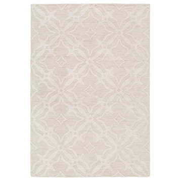 Metro Solid and Border Beige Area Rug, 3'x5'