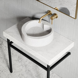 Carrara Marble Heart Countertop Basin 400mm - Bathroom Sinks