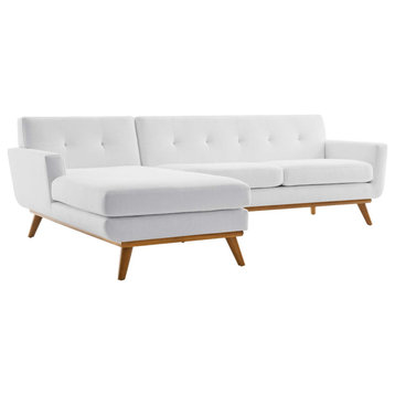 Engage Left-Facing Upholstered Fabric Sectional Sofa, White