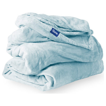 Bare Home Microplush Fleece Blanket, Light Blue, Twin/Twin Xl