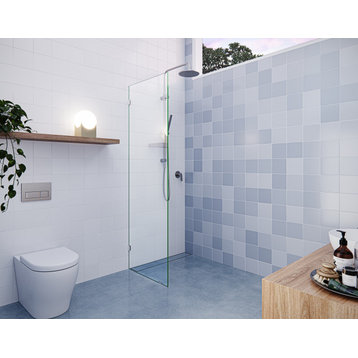 78"x20" Frameless Shower Door Single Fixed Panel, Brushed Nickel