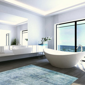Oriental vintage rug in the bathroom