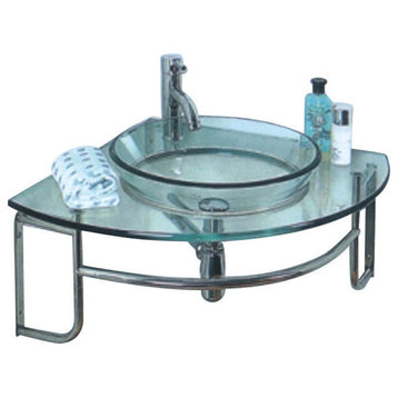 24" Single Sink Corner Mount Glass Bath Vanity, FFT1030CH