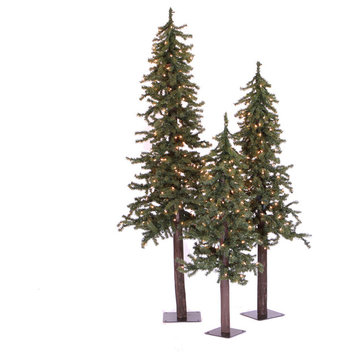 Vickerman Natural Alpine Fake Trees 3-Piece Set, 4', 5', and 6' Trees, Unlit