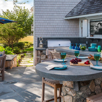 Summer Mooring - Harborside Patio and Landscape - Cape Cod, MA Custom Home
