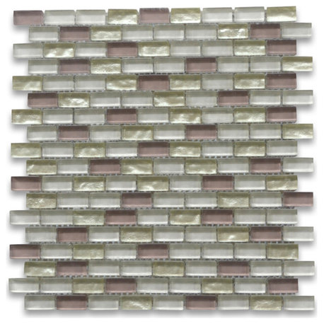 Glass Mosaic Tile Pink Light Yellow & Beige Glass Accent Backsplashes, 1 sheet