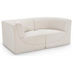 Meridian Furniture - Ollie Black Boucle Fabric Straight Modular Sofa, Cream, 2-Piece: 2 Corner Chair - Meet the epitome of style and functionality with this Ollie boucle fabric living room sofa, part of the Ollie modular collection. A contemporary marvel, this sofa features chic and inviting rich cream boucle fabric upholstery, giving it a sumptuous texture that oozes elegance and luxury. Curved corners add to the visual look of the sofa while maximizing seating comfort while lounging, reading, or entertaining. Pair it with other items in the Ollie collection easily, thanks to an attachment latch underneath.