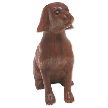 Novica Loyal Dog Wood Sculpture