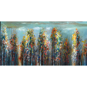 "Colorful Woodland" Hand Painted Oil Canvas Artwork; Modern Art; Fine Art