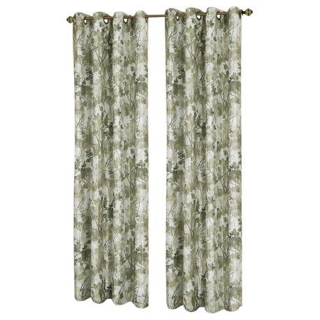 Tranquil, Lined Grommet Window Curtain Panel, 50"x84", Green