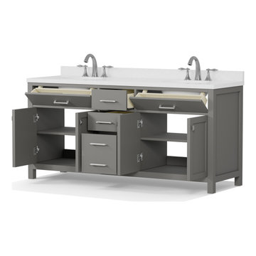 Caroline 72'' Grey Bathroom Vanity